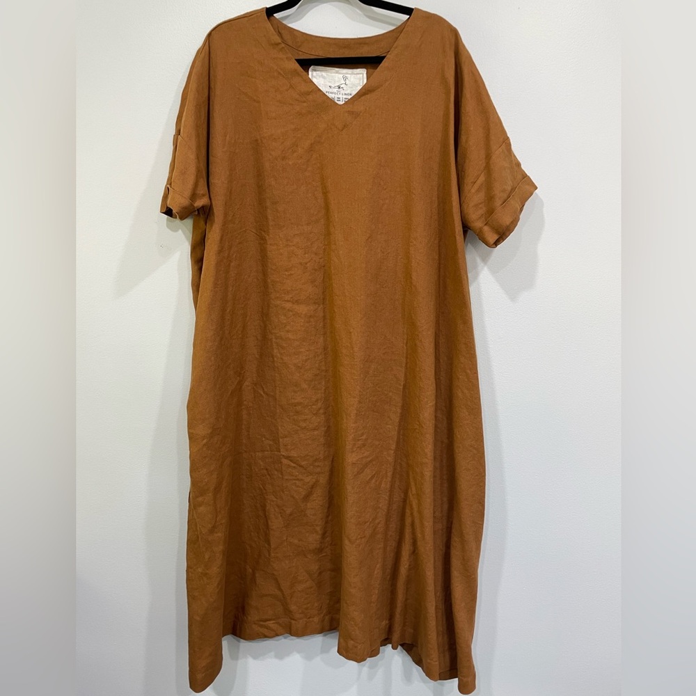 NPL Berlin Toast one size relaxed linen dress